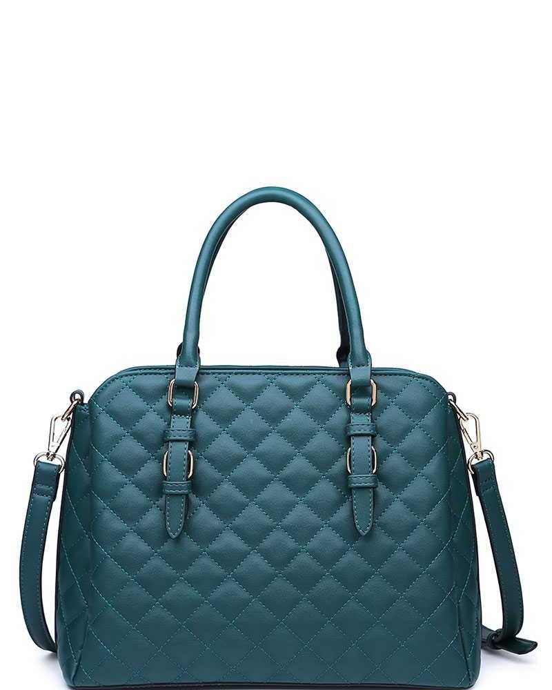 Stylish Quilted Vegan Leather Luxury Clayton Satchel Bag With Long