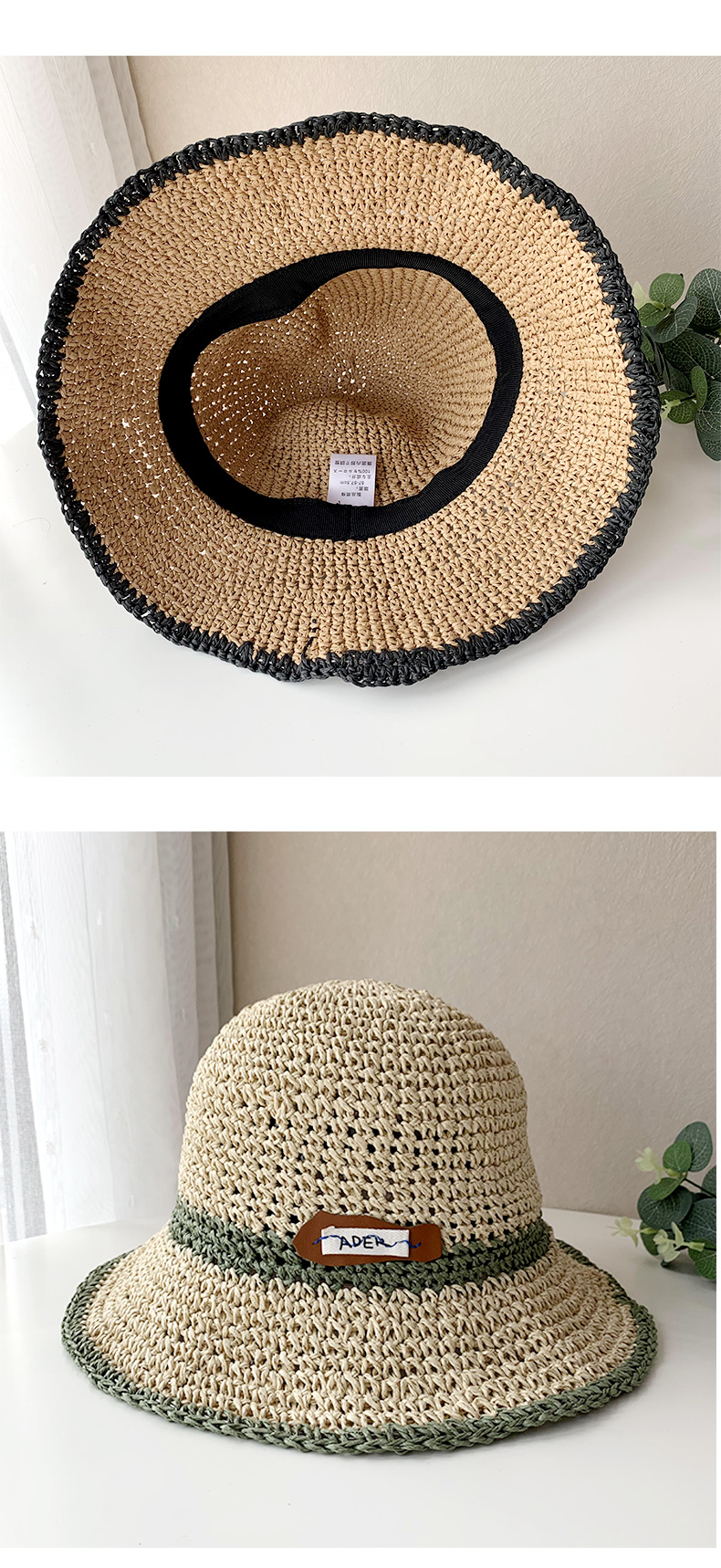 2-Tone Sun Bucket Straw Hats > Straw Hats, Summer Hat > Mezon Handbags