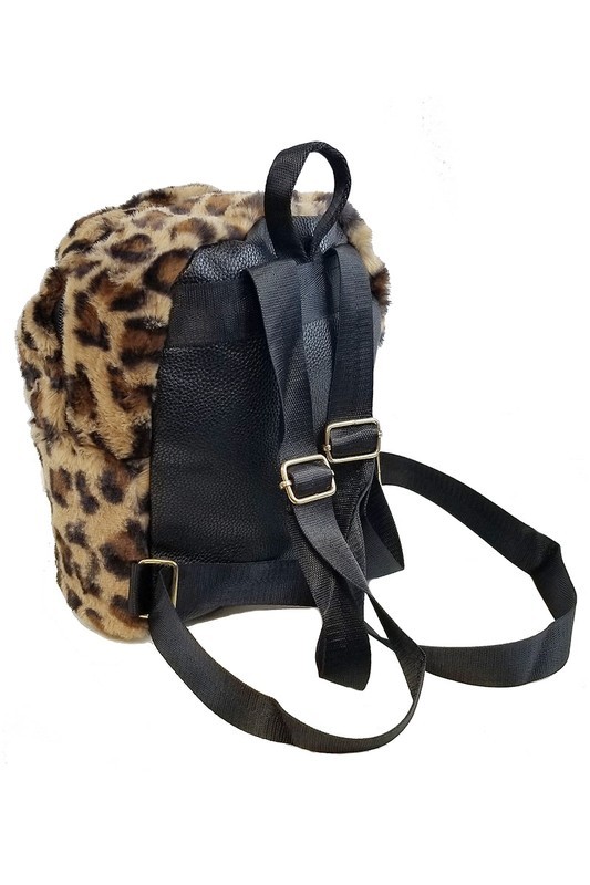 fluffy leopard backpack