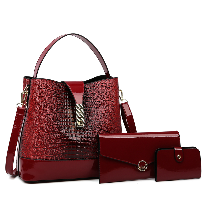 Designer Shoulder Bag, Red Crocodile Leather