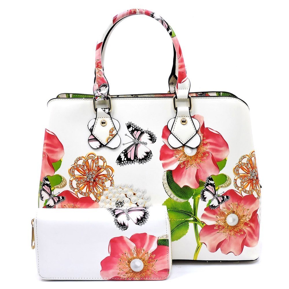 3-in-1 Glossy Flower Printed Satchel Set > Graffiti Handbag > Mezon ...