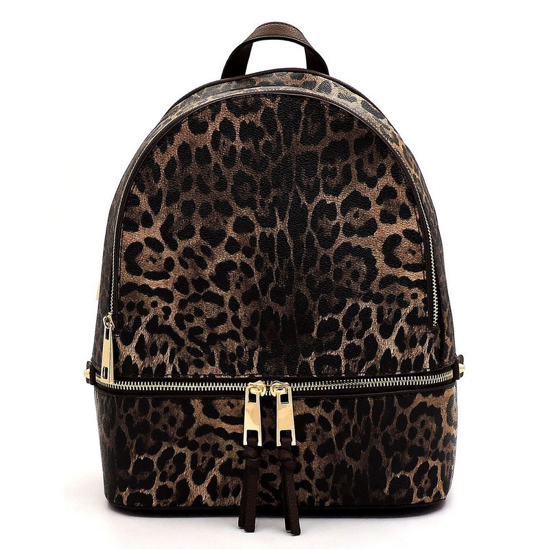 fluffy leopard backpack