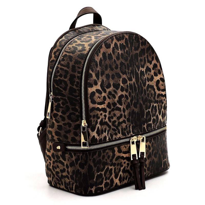 fluffy leopard backpack