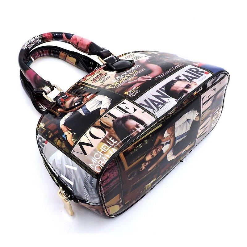 Magazine Cover Collage Mini Dome Satchel FW-PQ058 > Fashion