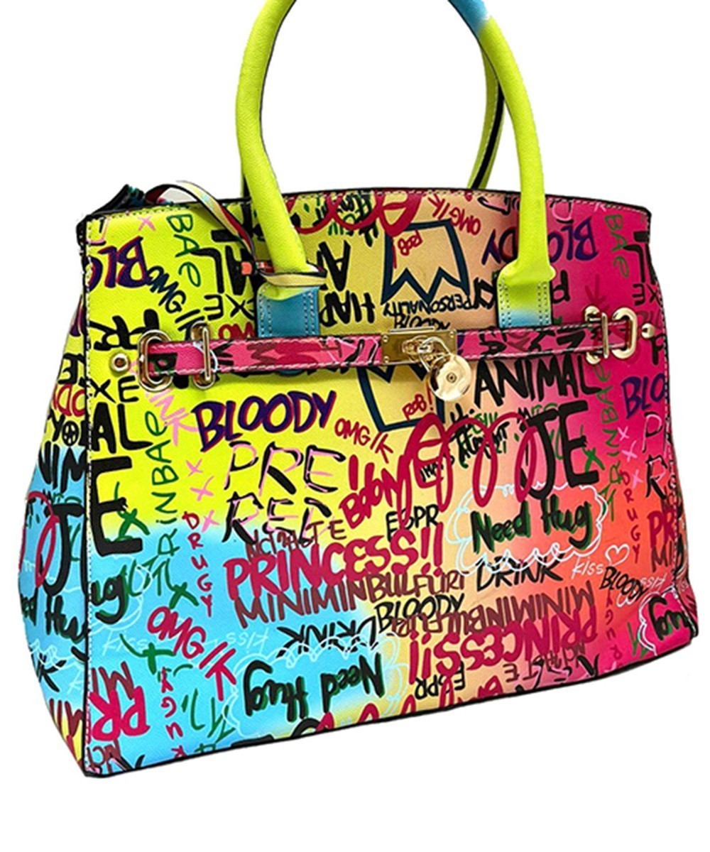 MULTI COLOR GRAFFITI TOTE BAG JY-MT-00002 > Tote Bags > Mezon Handbags