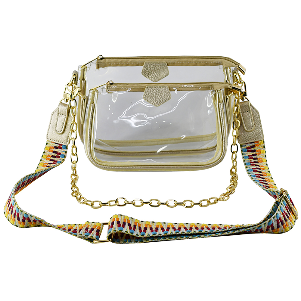 Trendy Visible Clear 2-in-1 Crossbody Bag with Guitar Strap CH-AD748T >  Messenger Bags ,Cross Body > Mezon Handbags