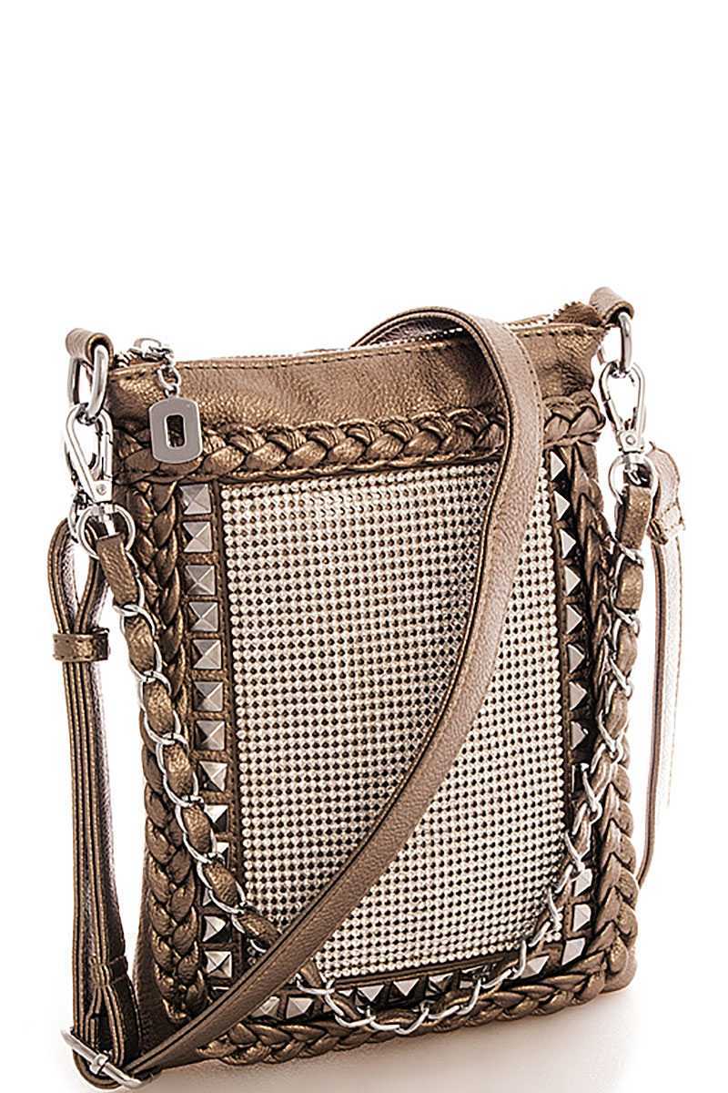 white studded crossbody bag