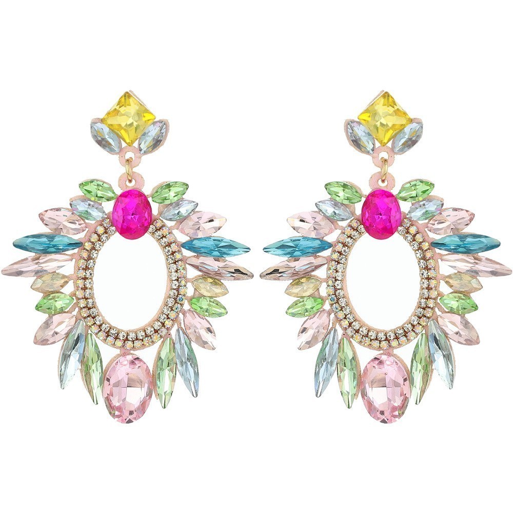 RHINESTONE DANGLY EARRING SLE4185 > Earrings > Mezon Handbags