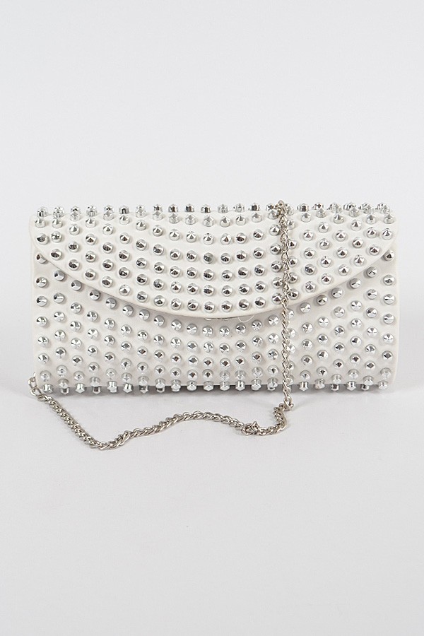 silver studded clutch