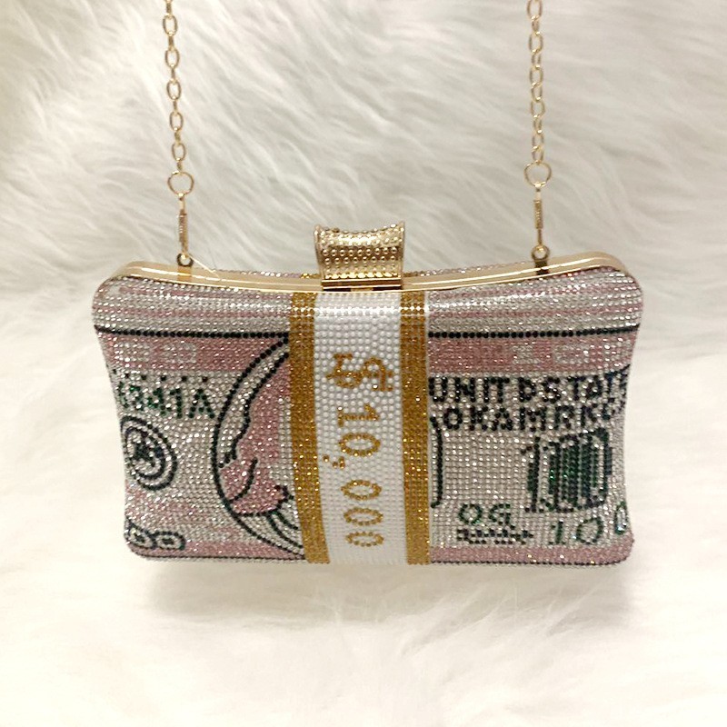 Crystal 100 Dollar Bill Clutch Handbag Stack of Money Purse Money Purse  Crystal Embellished Rhinestone Purse Money Clutch Bag - Etsy