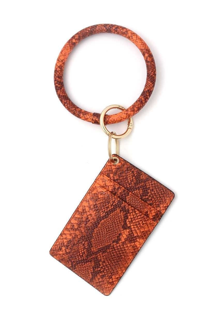 Vegan Leather Snake Print Key Ring