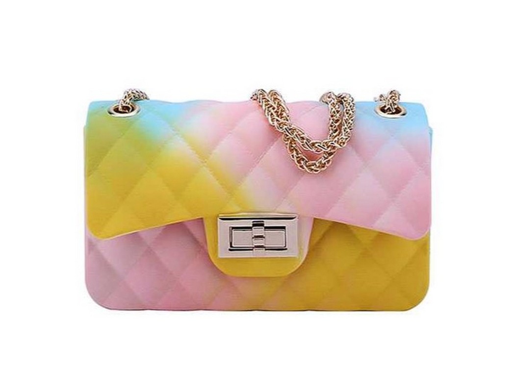 Trendy Rainbow Jelly Shoulder Bag Quilted Crossbody 