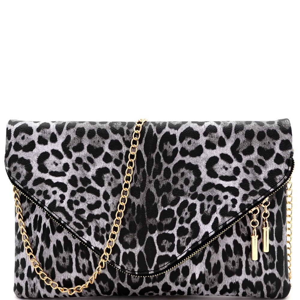 Leopard & Black Fold Over Clutch