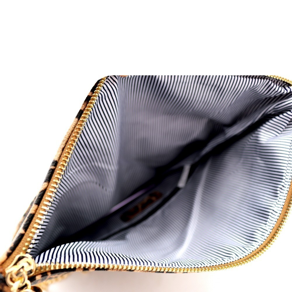 Fold-Over Tassel Accent Leopard Print Clutch Shoulder Bag MH-LE048