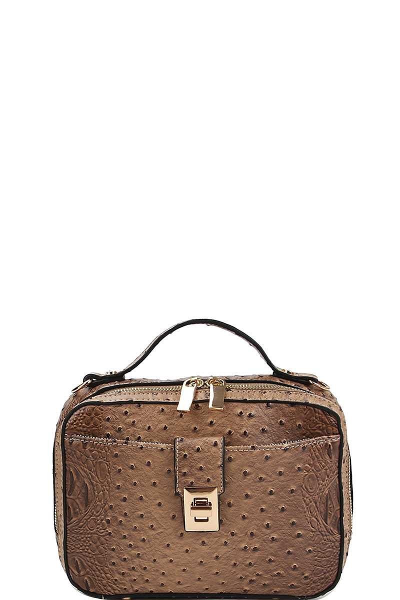 croc textured shoulder bag