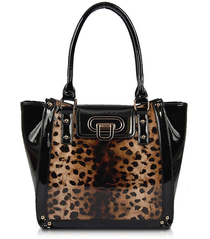 fluffy leopard print shoulder bag