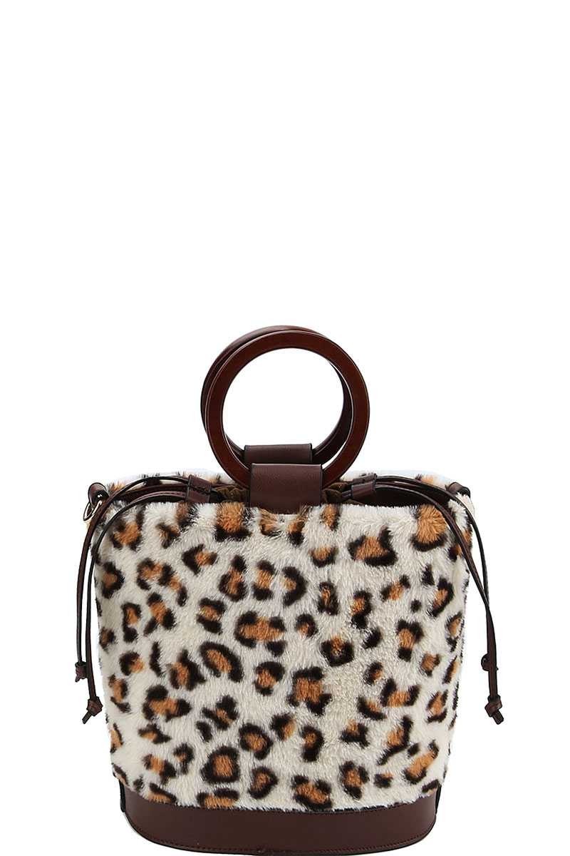 fluffy animal print tote bag