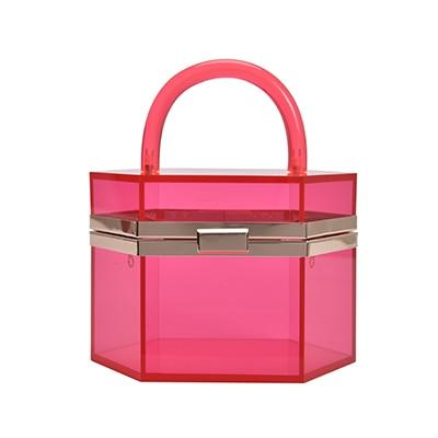 CLEAR ACRYLIC BOX CLUTCH WITH CHAIN > Boutique Handbags > Mezon Handbags