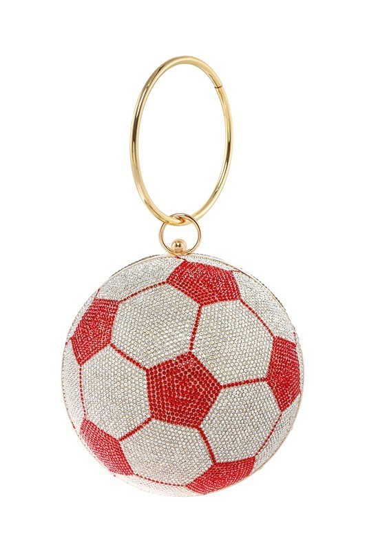 Soccer Ball-Shaped Fully Rhinestoned Hard Case Clutch > Boutique Handbags >  Mezon Handbags