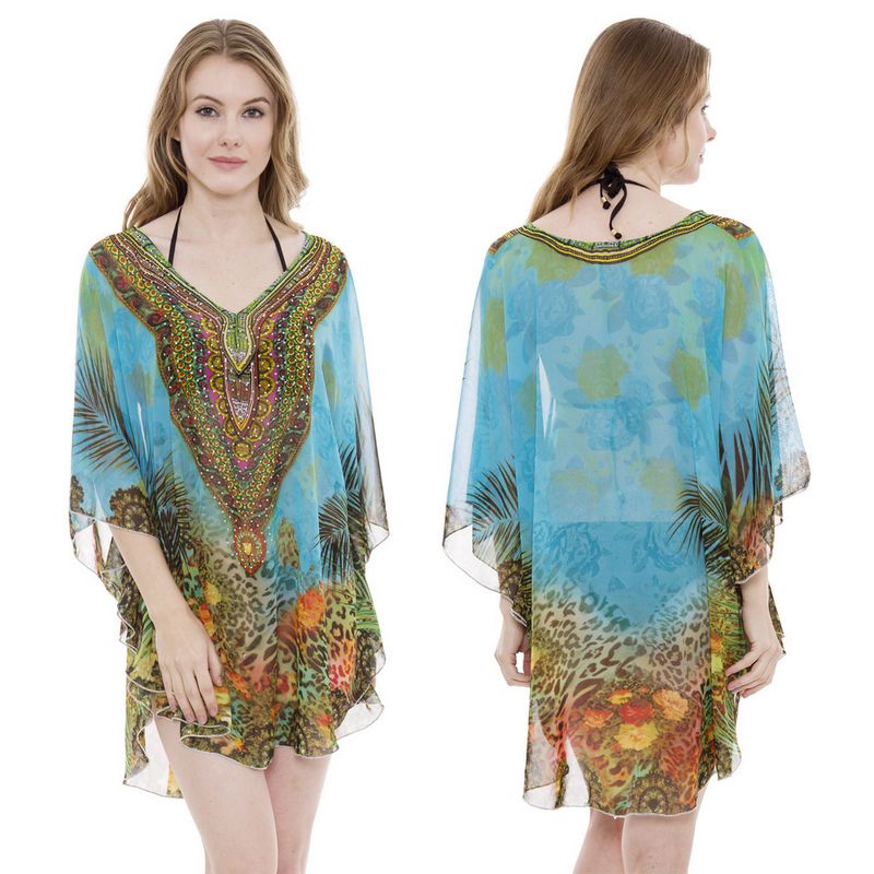 ENCHANTING STONE STUDDED MIX JUNGLE INSPIRED SLEEK PONCHO SLS2128 ...