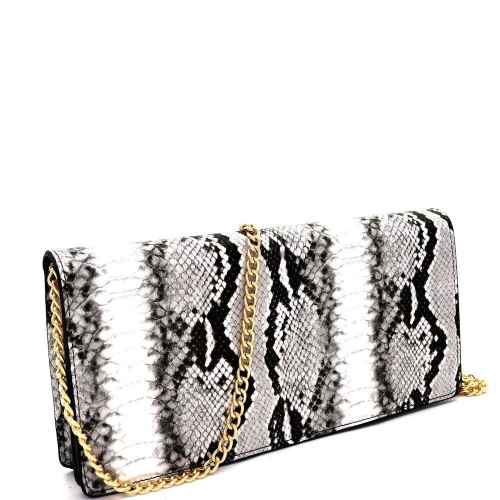 Snake Print Multi-Color Flap Clutch Shoulder Bag MH ...