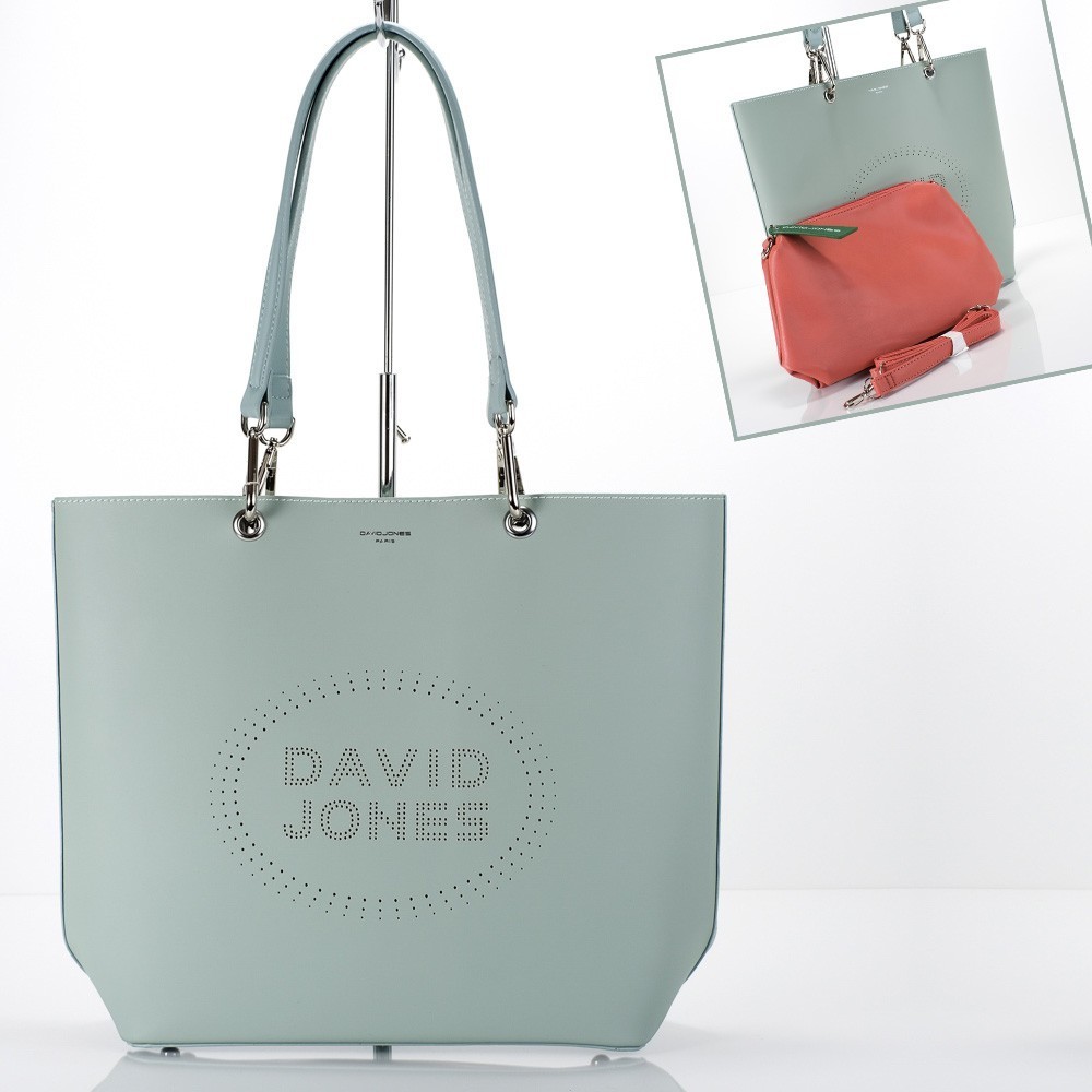 David Jones Paris Women's Green Floral Shoulder Tote Bag Purse