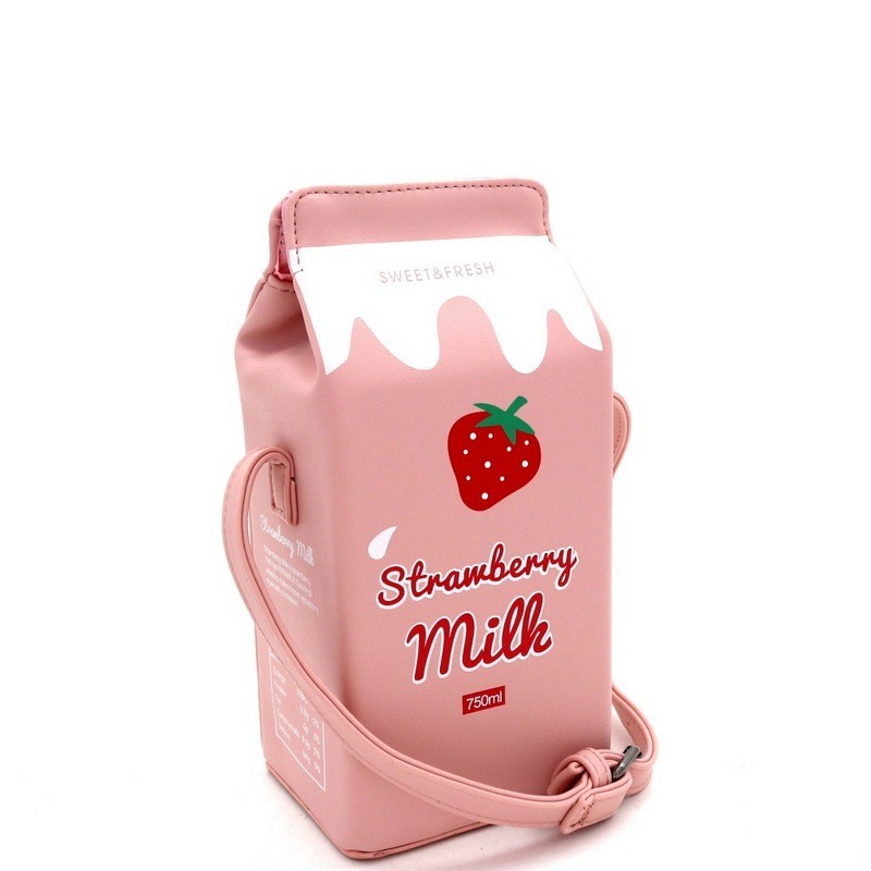 LUI SUI Girls Fruits Banana Strawberry Milk Box Cross Body Purse Bag Women  Phone Wallet Shoulder Bags