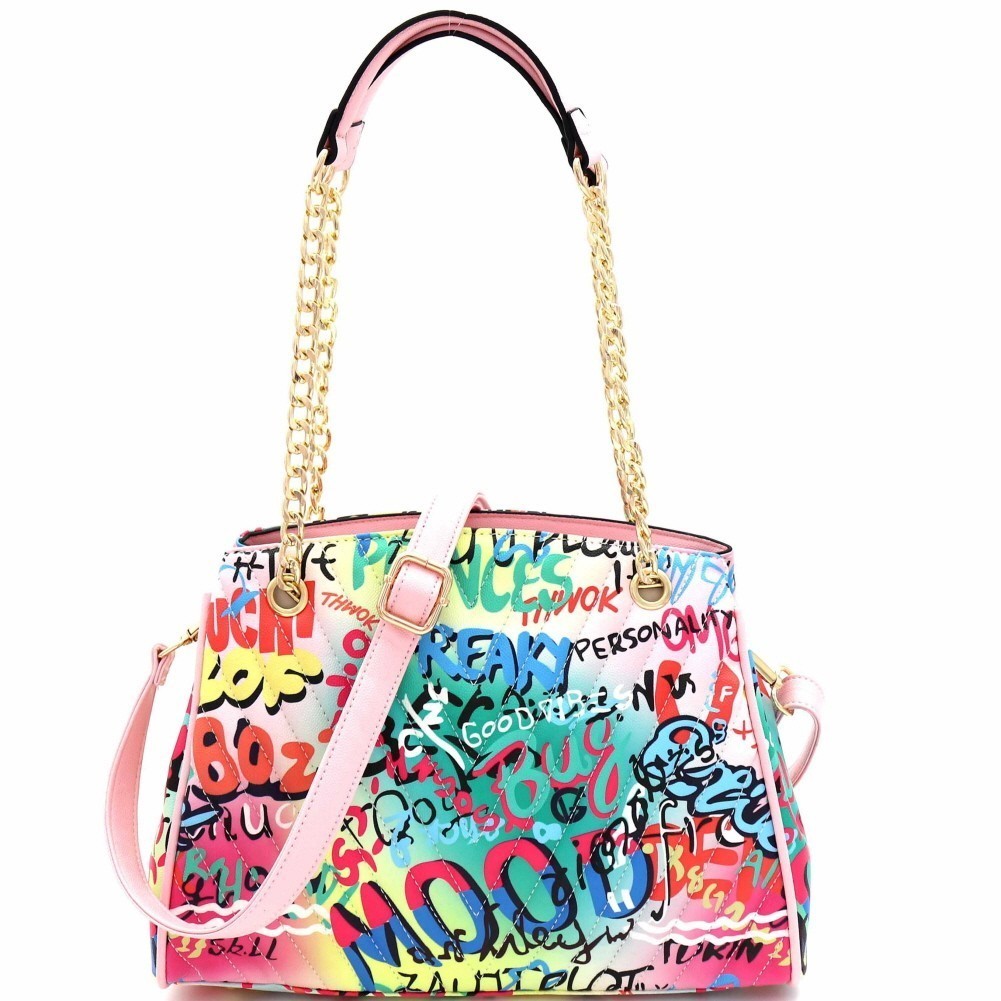 Striking Graffiti Chevron Quilted Shoulder Bag CA-6528 > Graffiti