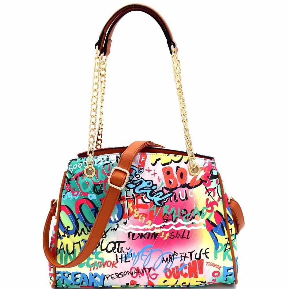 Striking Graffiti Chevron Quilted Shoulder Bag CA-6528 > Graffiti