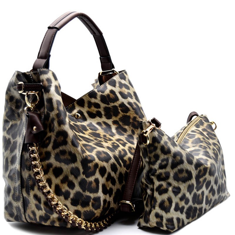 2-Way Leopard Print Patent Turn-Lock Clutch Shoulder Bag MH-6490Y > Animal  Print > Mezon Handbags