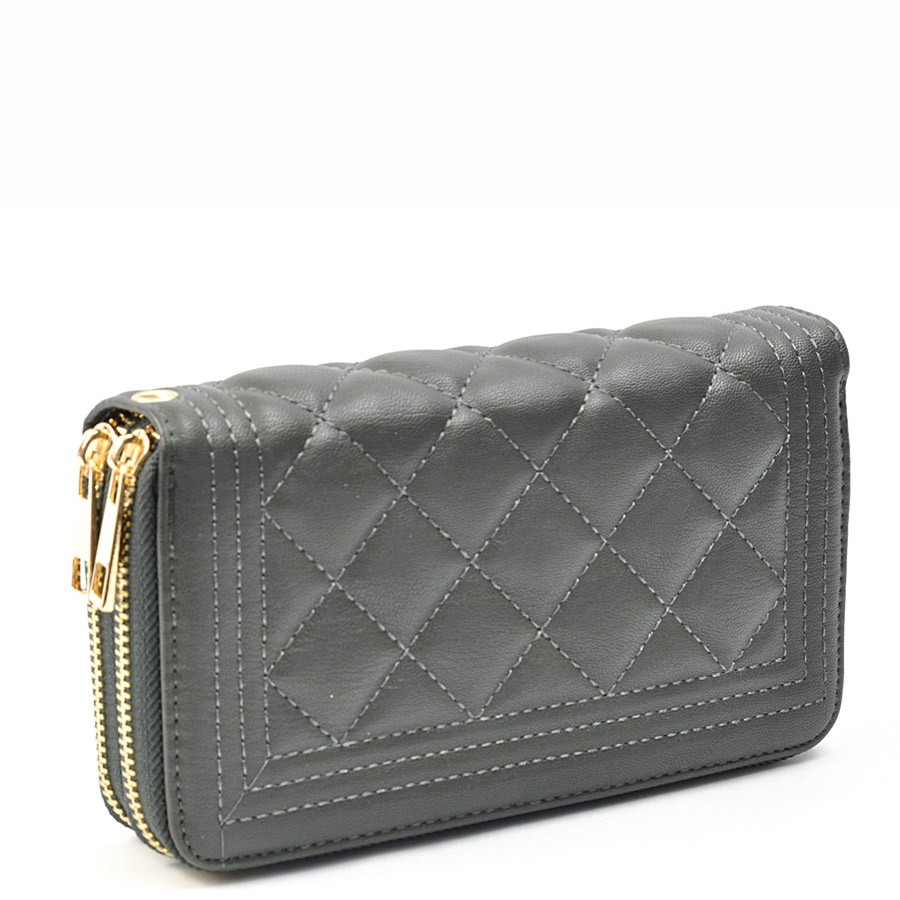 Double Zipper Quilted Wallet Wristlet > Wallets > Mezon Handbags