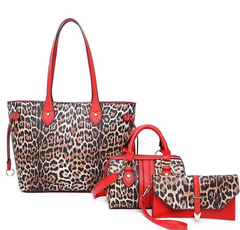 3 in 1 Butterfly Leopard Print Tote Cross Body Value SET MH-BS3658 > Animal  Print > Mezon Handbags