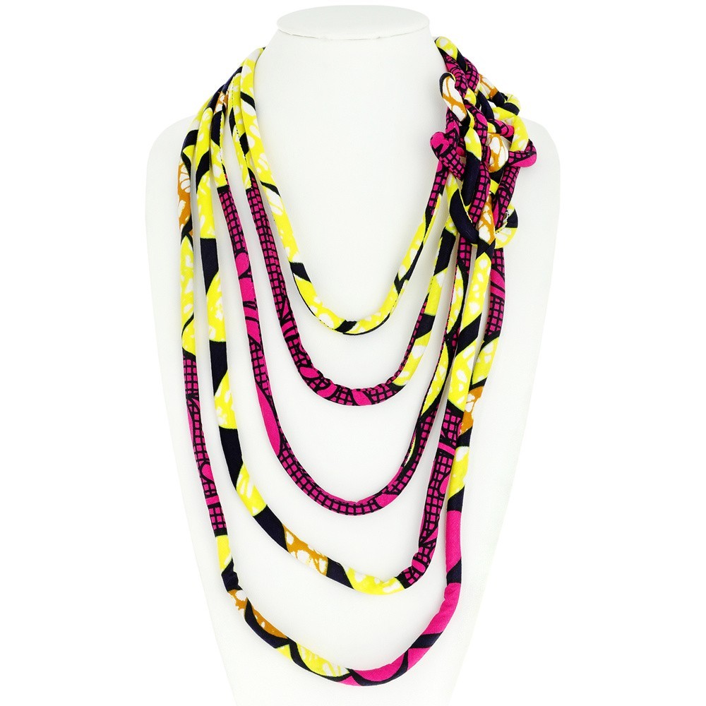 African print rope necklace trendy fabric jewelry