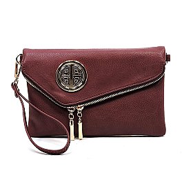 Round Logo Envelope Crossbody Clutch