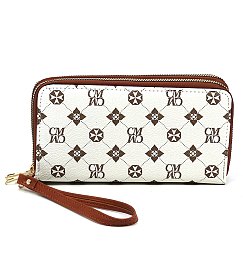 CM Monogram Double Zip Around Clutch Wallet Wristlet