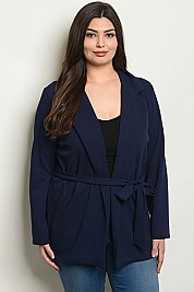 Plus Size Long Sleeves Navy Jacket - Pack of 6 Pieces