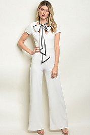 Big Ribbon Neck Tie Jump Suit - Pack of 7 Pieces