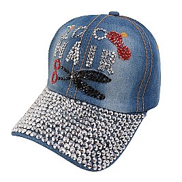 "I DO HAIR" Studded Distressed Denim Cap