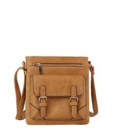 Front Buckle Detail Vintage Crossbody Bag