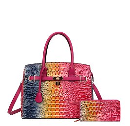 2 IN 1 Crocodile Tie-dyed Satchel + Wallet