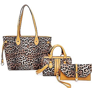 3 in 1 Butterfly Leopard Print Tote Cross Body Value SET MH-BS3658 > Animal  Print > Mezon Handbags