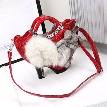 High Heel Shoe Croc Handbag with Fox Figure