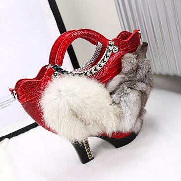 High Heel Shoe Croc Handbag with Fox Figure