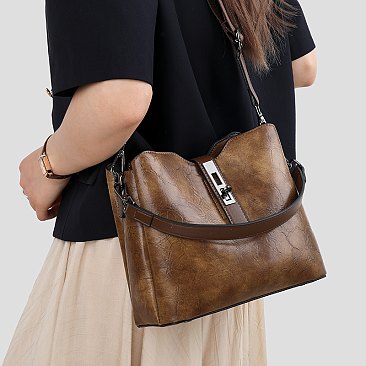 Flap Accented Bucket Hobo Bag