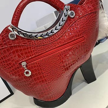 High Heel Shoe Croc Handbag with Fox Figure