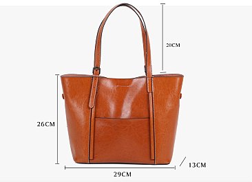 Genuine Leather Smooth Tote Bag