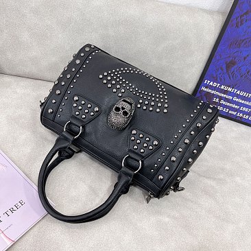 Rivets Skull Satchel Studded Handbag