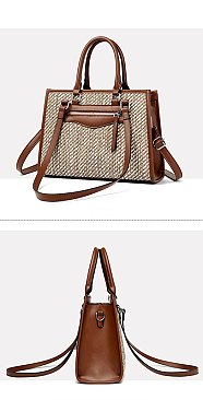 Canvas Boxy Style Tote-Crossbody Bag