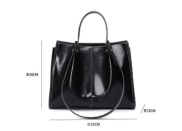 Smooth Genuine Leather Satchel - Shoulder Bag