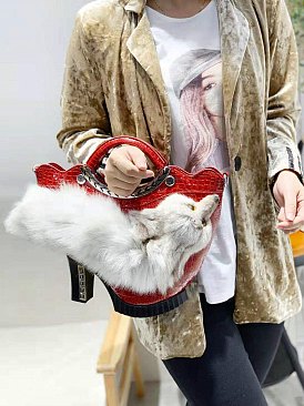 High Heel Shoe Croc Handbag with Fox Figure